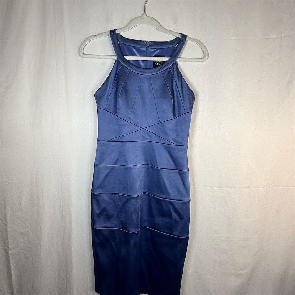 Jax Dress Womens Size 2 Blue Halter Neck Bodycon Midi Sleeveless